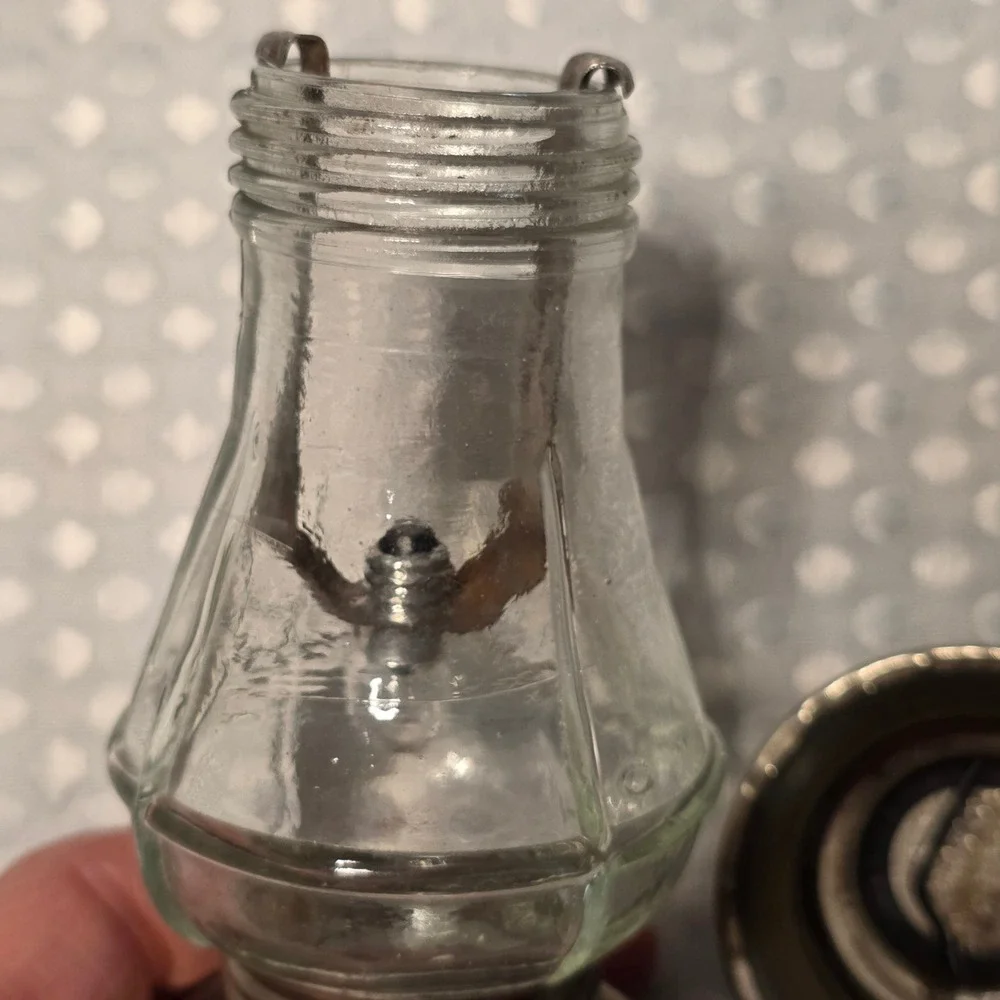 Vintage Bond Pla-Mate Miniature Electric Lantern Flashlight Glass Globe Silver
